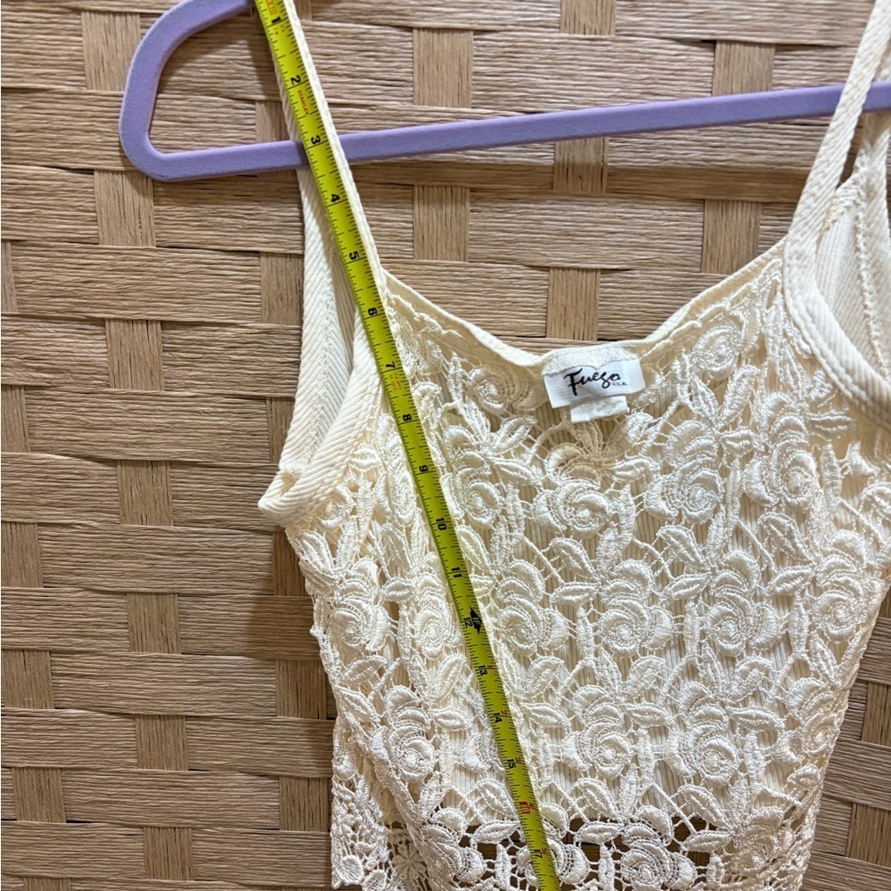 90s Vintage 100% Cotton Elegant Cream Lace Crop Top Size M/L EUC paper tag - Picture 5 of 9